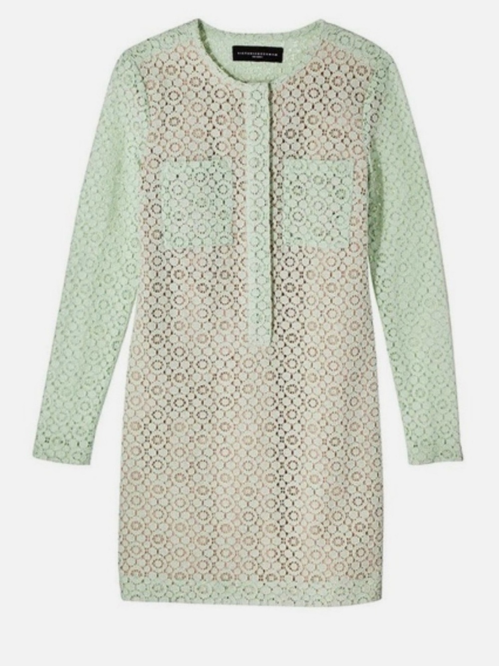 Victoria Beckham for Target Mint Green Long Sleeve Lace Shift Dress light mint
